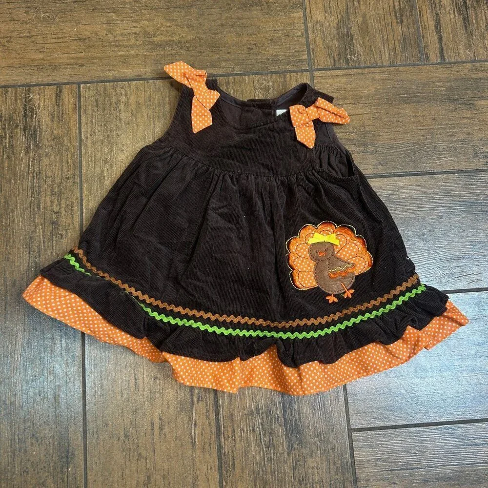 Rare Editions Baby's First Thanksgiving Corduroy  Dress Size 3-6 Months NWOT